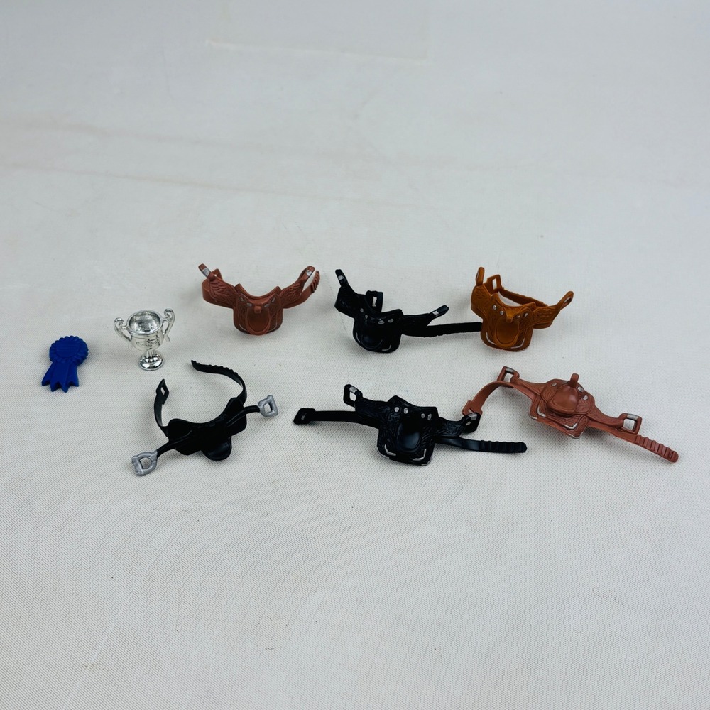 Breyer Horse Tack Lot 5 Saddles Brown Black Stablemate Silver Trophy Ribbon 2000
